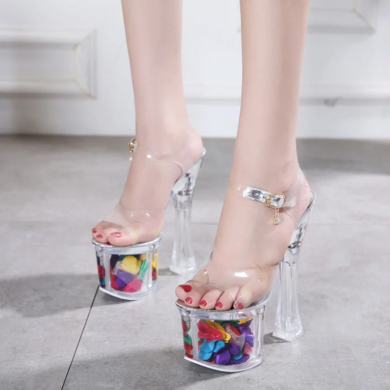 2024 Transparent Women\'s Shoes Pole Dance Sandals Stripper Sexy Classic Fetish High Heels Water Proof Summer Platform Party Club