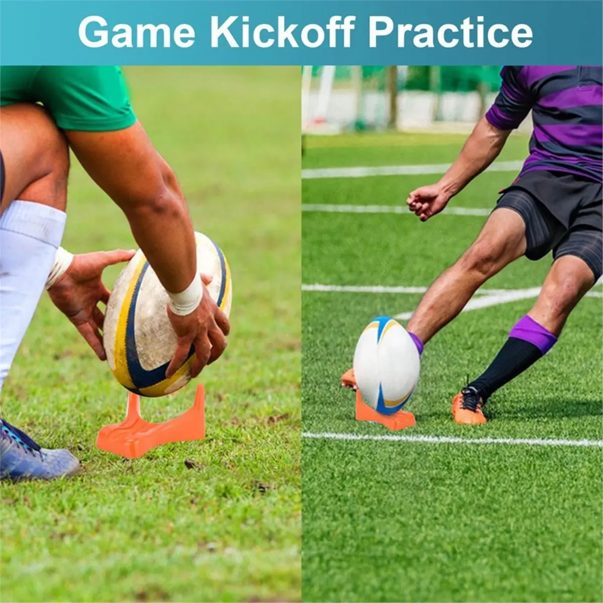 【MUST-HAVE LIST】 Football Tee Rugby Ball Display Stand for All Ball Sizes Football Display Stand for Kickoff Practice Equipment
