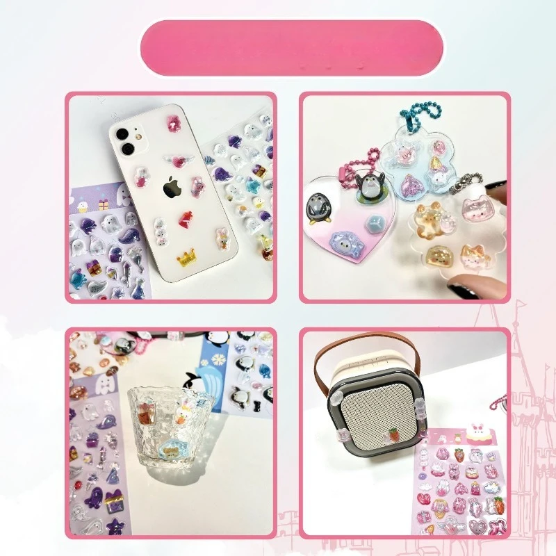3D Three-dimensional Sticker Student's Creative Cartoon Glitter Crystal Sticker Fun Relief Sticker Decorative Diamond