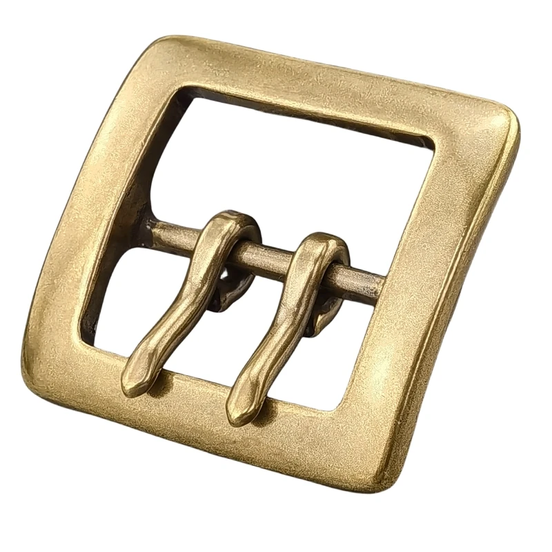 Belt Buckle 40mm Retro Brass Double Tongue Pin Belt Buckle For Men Belt DIY Accessories Leather Craft Man Belt Buckle BK0012