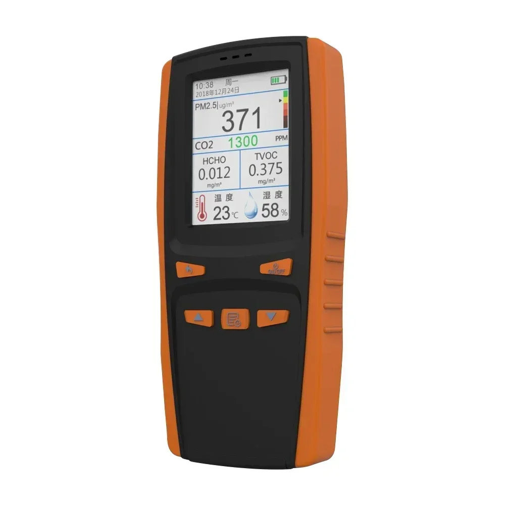 

Hot Portable CO2 PM2.5 TVOC Air Quality monito Handheld NDIR Sensor ABS Rechargeable Formaldehyde Temperature Tester Meter