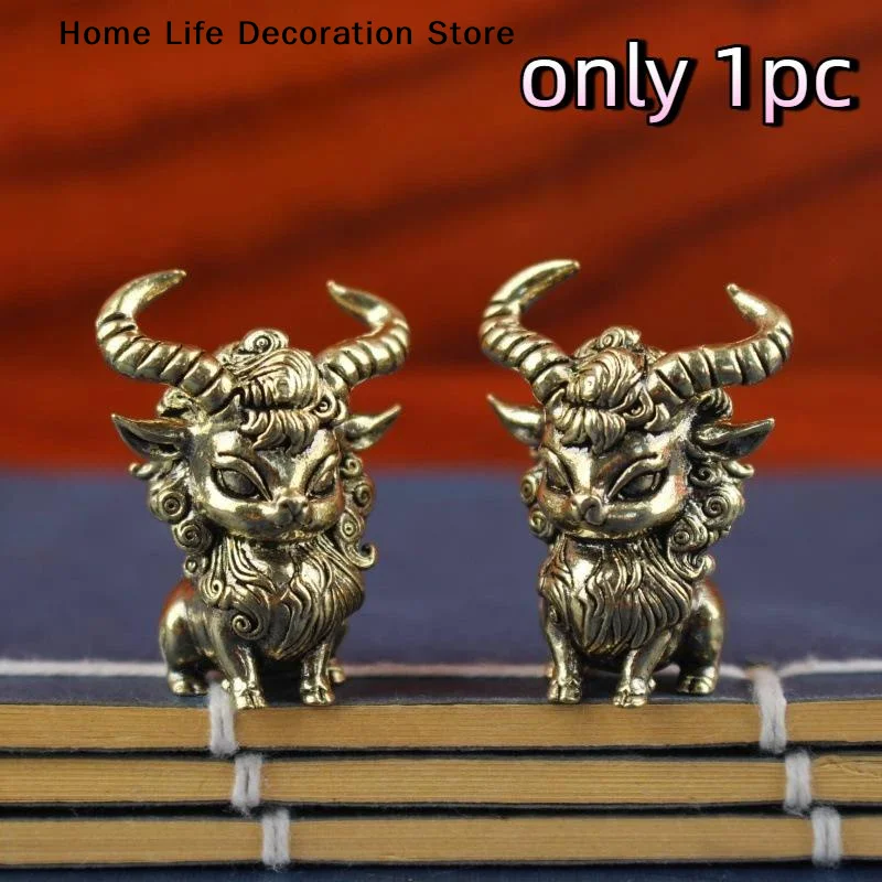 【H】Copper Retro Mini Ornament Warcraft Sheep Demon Figure Home Decoration Accessories Sheep Head Ornament Desktop Decor