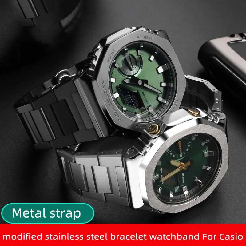 Farm Oak modified stainless steel bracelet watchband For Ca-sio  GM-110 GA-110 DW-5600 GW-B5600 GM2100 GA2100 Metal strap