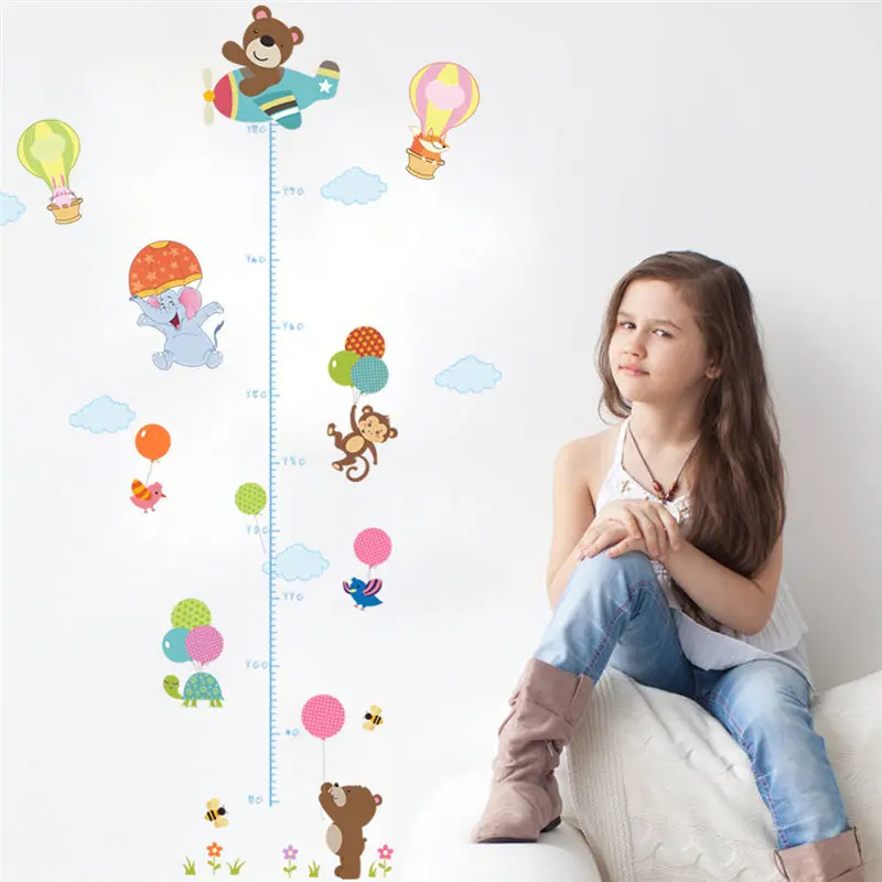 

Cartoon Animal Growth Chart Wall Stickers For Kids Room Decoration Diy Nursery Safari Mural Art Children Height Home Decal