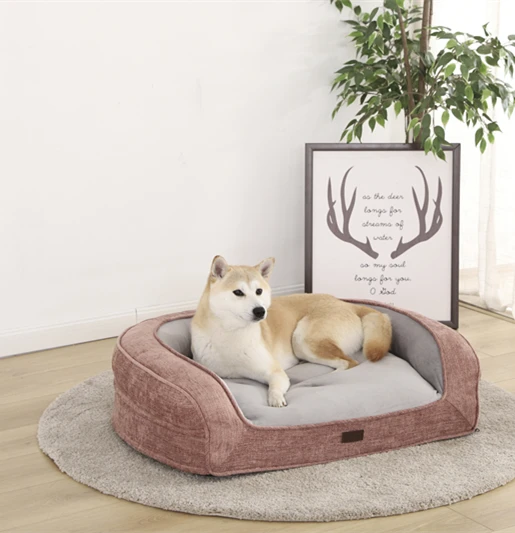 Pet Sofa Solid Orthopedic Memory Foam Luxury Pet Bed Washable Large Cushion Casual Dog Bed with Non-Slip Bottom