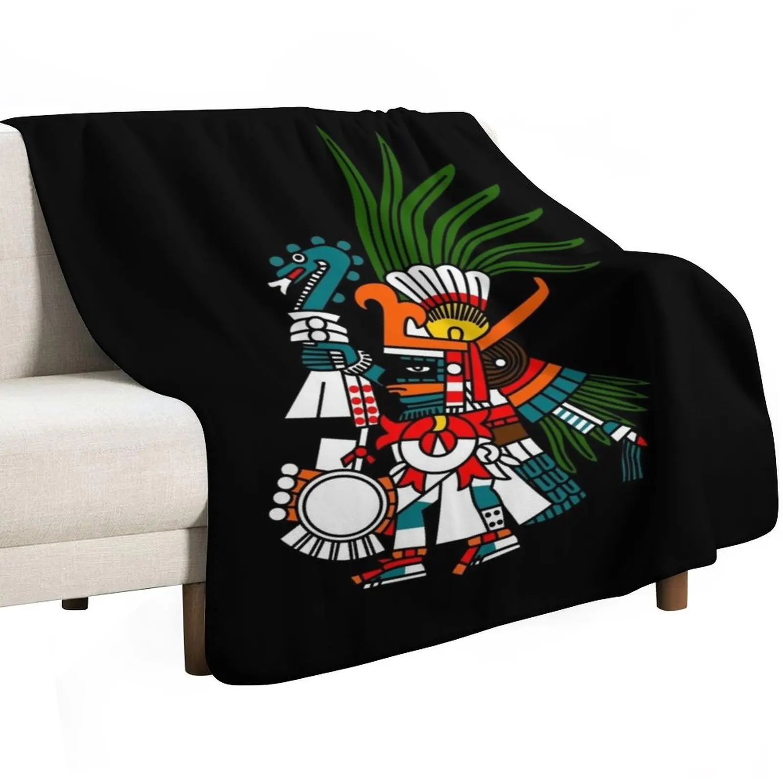 Aztec Deity Huitzilopochtli, “Turquoise Prince”, “Our Lord”, Codex Borbonicus. Throw Blanket Quilt Sofa Throw Blankets