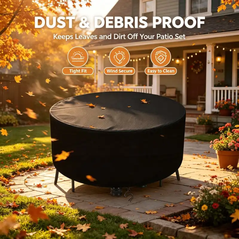 Round Round Outdoor Patio Furniture Cover, Heavy‑Duty Waterproof Anti‑UV Round Table Chair Set Protector, Wind‑Resistant Dustproof Gar - Aliexpress Deal