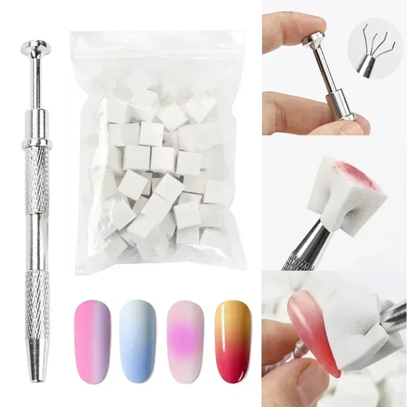 Esponjas esponja macia para nail art, cor gradiente, ferramentas de manicure, diy, pinça criativa