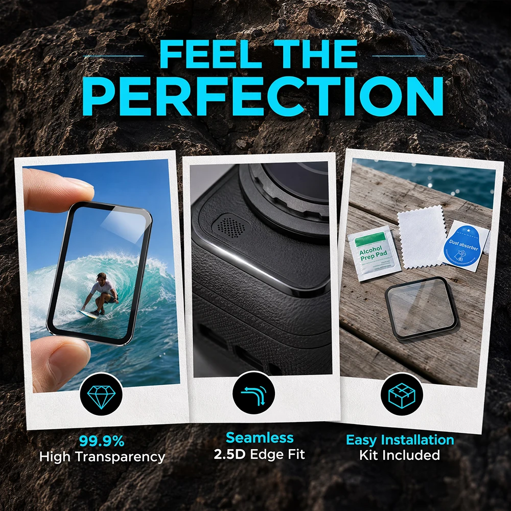 2 sztuki szkła 9H do Insta360 X6, przezroczysta folia ochronna na ekran Ultra-HD z hartowanego szkła, odporna na zarysowania i odciski palców, akcesoria. — zdjęcie produktu 3