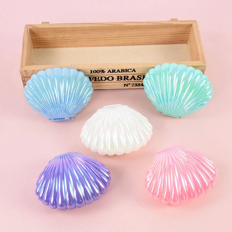 5pcs Cute Color Plated Pearl Shells Mermaid Shells Plastic Candy Box MakeUp Jewelry Storage Boxes Wedding Party Favor Decoration