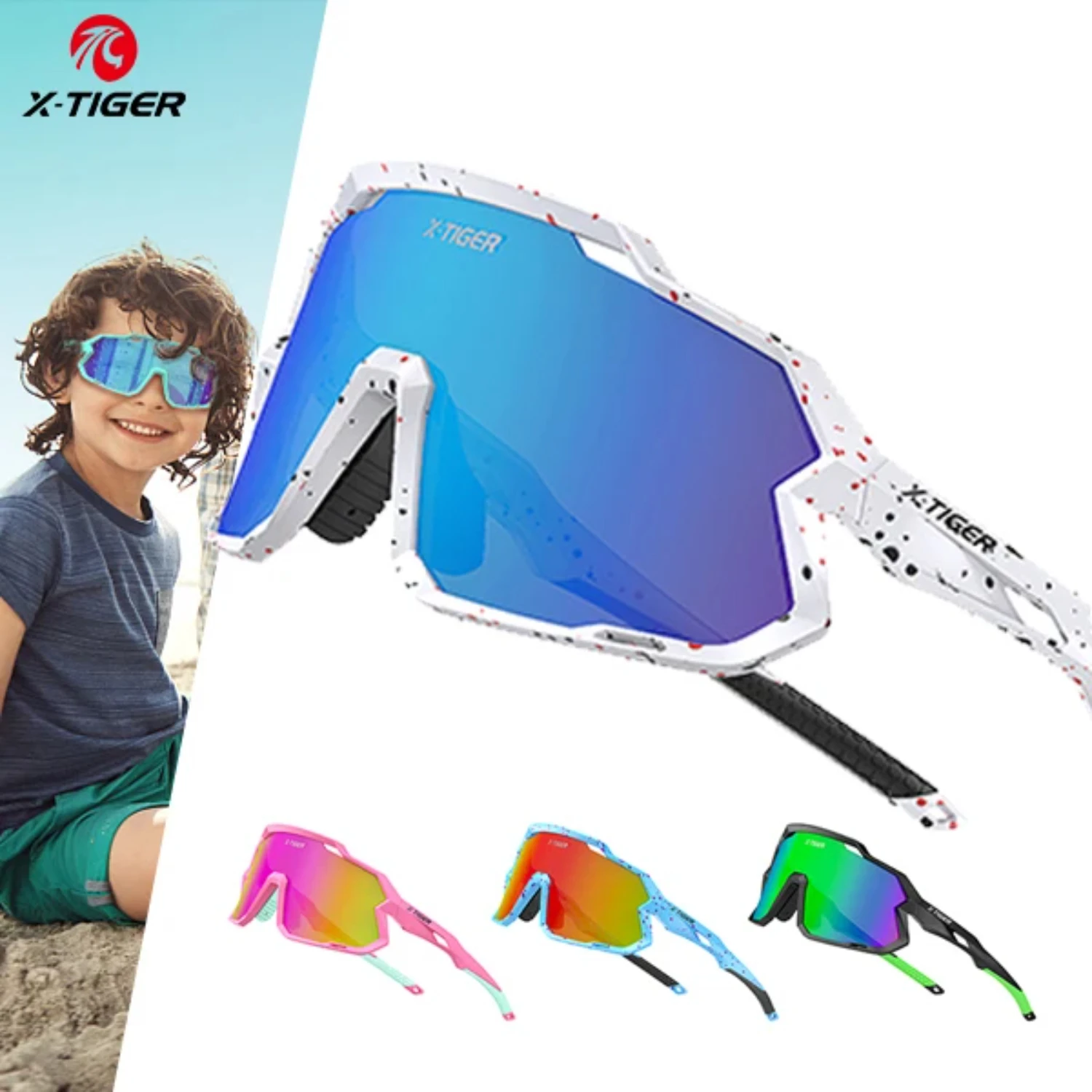 Cycling Sunglasses Girls Boys Outdoor Classic Sun Glasses UV-resistant Youth Baseball Sunglasses  Children Gift White sunglasses