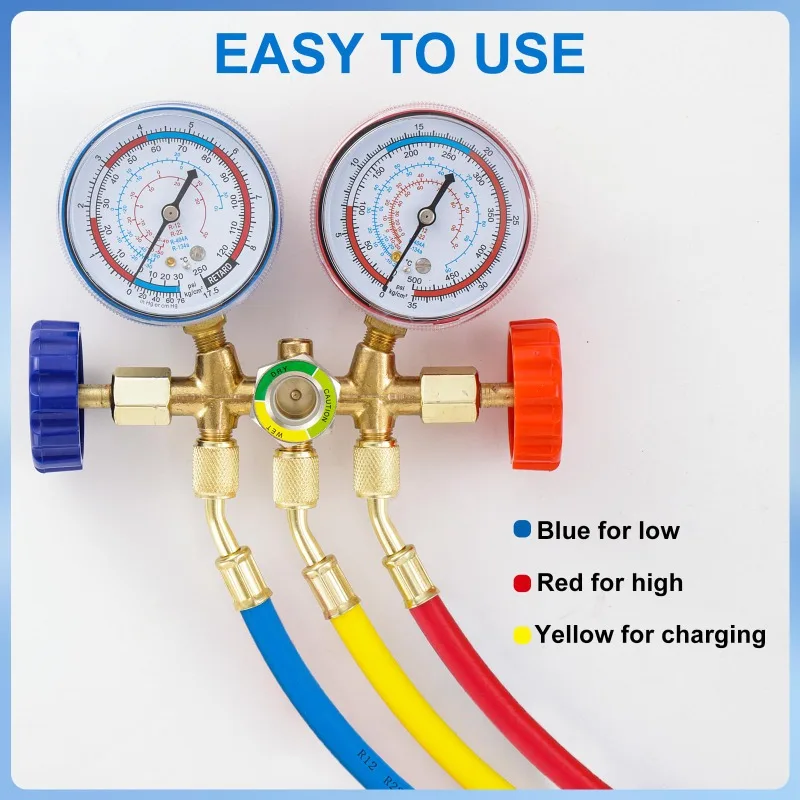 

Heavy-Duty Refrigeration Hoses 0.9M-1.8M - R134a/R12/R22 1/4"SAE Anti-Explosion AC Charging Hose