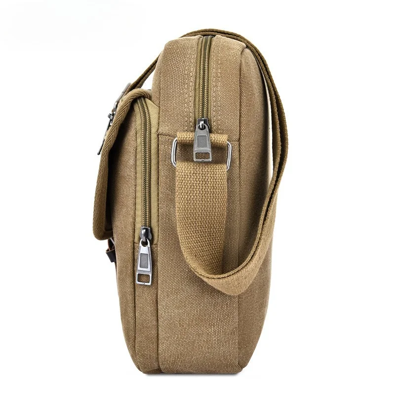 Herren Canvas-Umhängetasche, Vintage Crossbody-Messenger-Tasche mit Mehreren Fächern, Lässige Schultertasche für Reisen, Arbeit und Täglichen Gebrauch – Detail 11