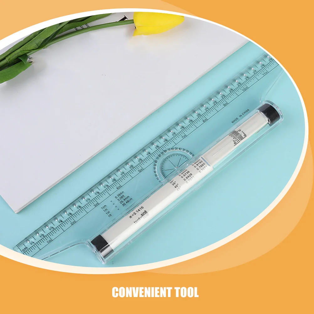2 قطعة مسطرة بلاستيكية متوازية 360 ° أسطوانة قياس الرسم لقياس الزاوية للطلاب والمهندسين والمسودين والمهندسين في المنزل #3