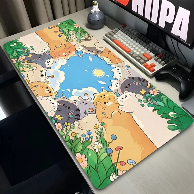 kawaii Mouse Pad Notbook Gaming Accessories Keyboard NonSlip Rubber Computer Carpet Anime cat Office Desk Mat PC Gamer MousePad