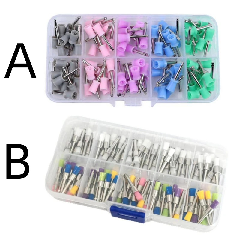100Pcs Dental Polishing Prophy Cup Rubber Nylon Finshing Head Tooth Polisher Disposable Bowl Shape for Low Speed Handpiece
