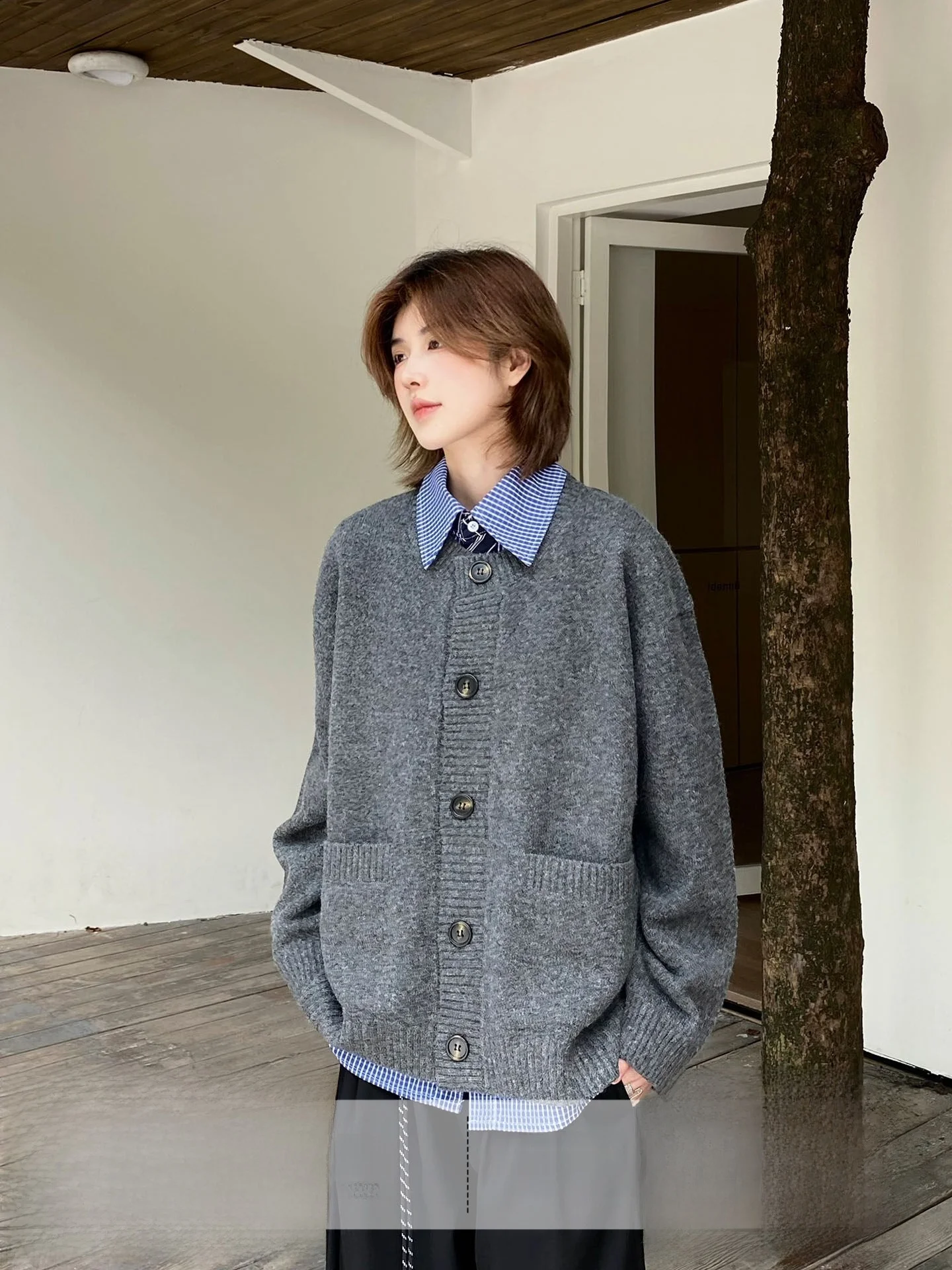 

Мягкий вязаный свитер для пары Sle Big ket Pure Color, универсальный свободный крой, домашняя одежда, теплое длинное пальто из смеси полиэстера