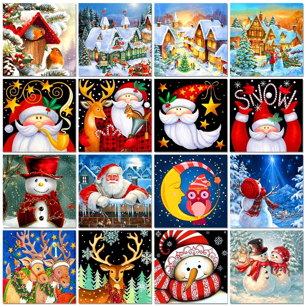 DIY 5D Full Diamond Round Diamond Painting Santa Snowman Mosaic Picture Rhinestone Kit Home Art Craft Bedroom Decor New Product