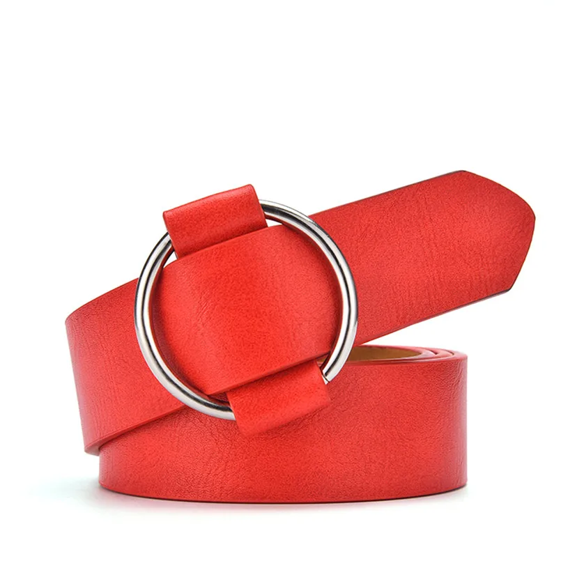 

Women's Waist Belt Round Metal Buckle PU Leather Designer Fashion Accessories Waistband for Women Cinturones пояс женский