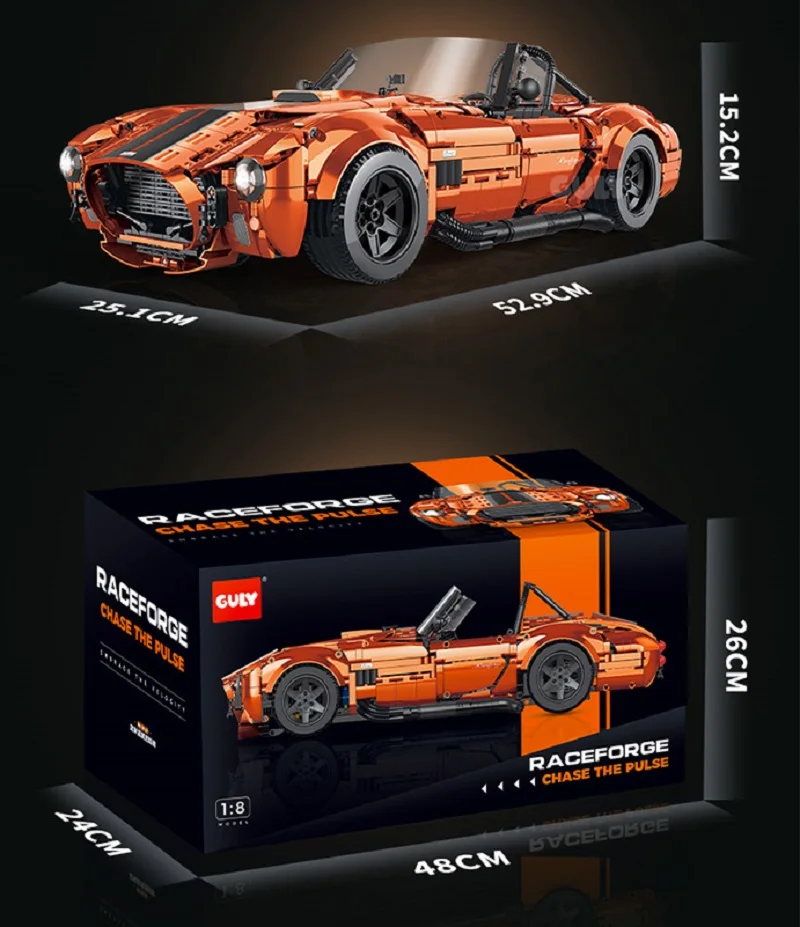 Big Sale With BOX 10116 Orange Retro Sports Car Building Blocks Bricks, Car Model Toy Kit, Stylish Holiday Gift