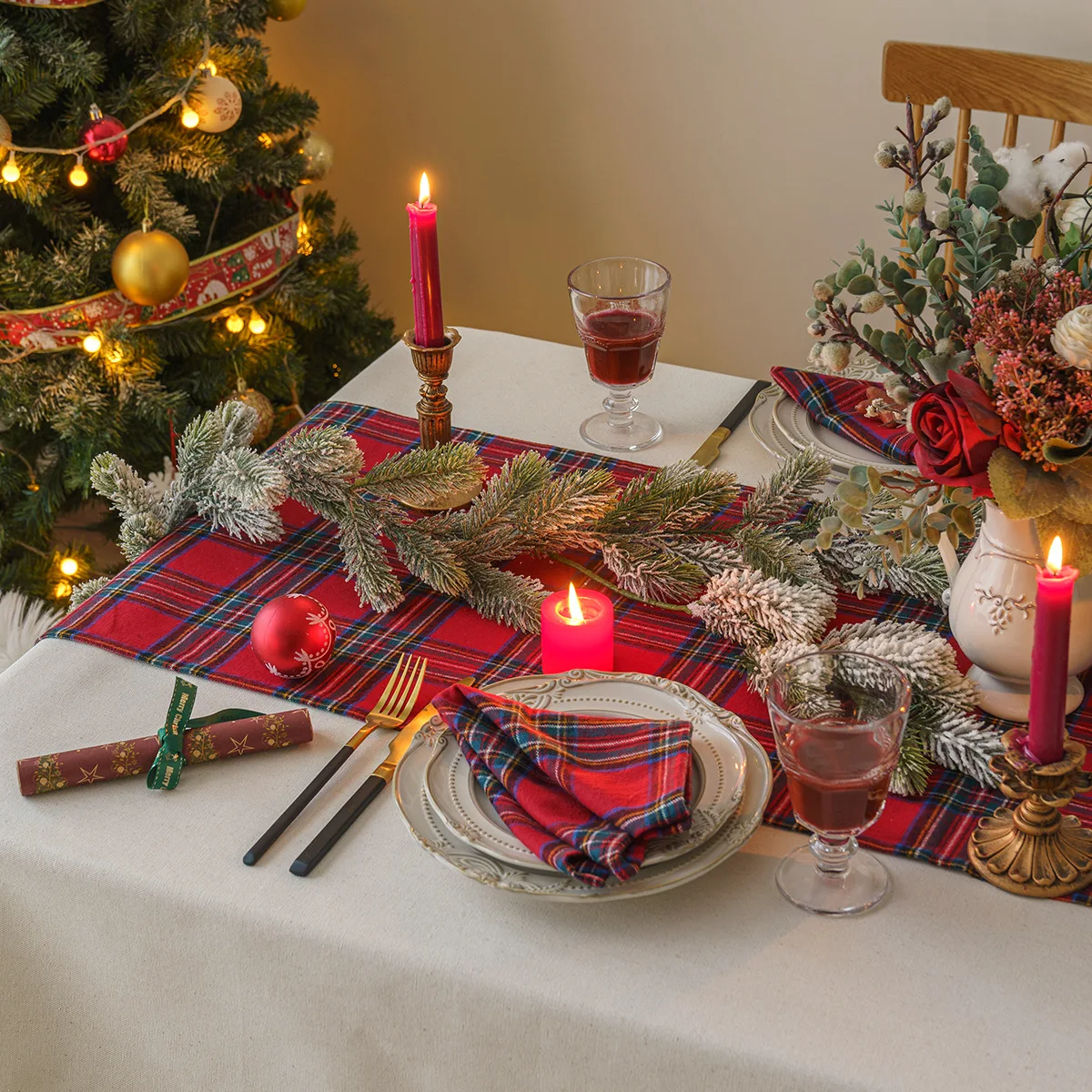 Buffalo Plaid Table Runner Black Red Checked Table Runner15.7x71Inch Christmas Holiday Plaid Table Runners Xmas Table Decor