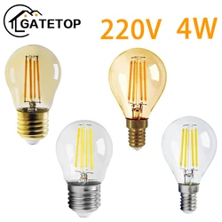 Ampoule à Filament Rétro Edison E14, Lampe Vintage, Or 220 K, 2700K, Verre Clair, Décoration Intérieure, 4W, G45, 4000 V, 6 Pièces/Lot