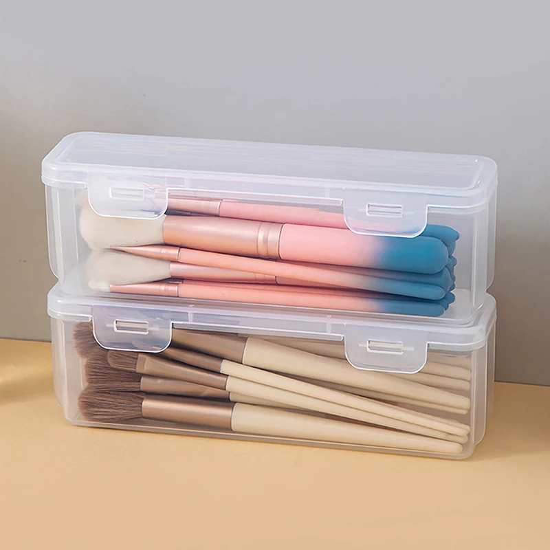 1pc portátil feminino saco de cosméticos organizador de armazenamento pincel de maquiagem transparente com capa organizador sobrancelha lápis caixas ferramentas