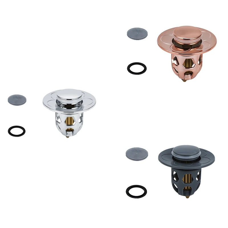 

HOT! Universal Sink Drain Stopper With Hair Trap, Universal Washbasin Head Stopper Bathroom Sink Drain Strainer