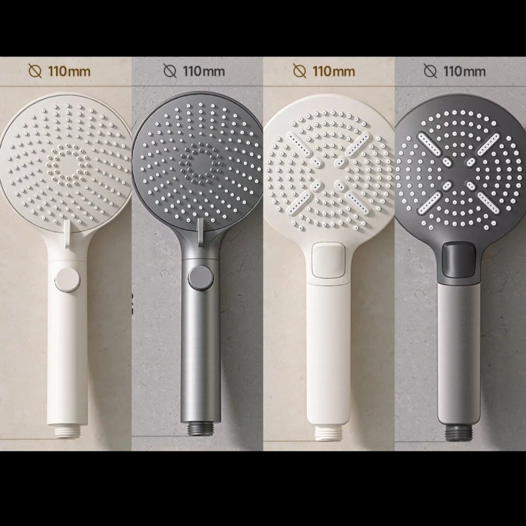 

Plastic Bathroom Accessories Click Stop Water Handheld High Pressure White Shower Head Pressurized Massage Home Universal Bath