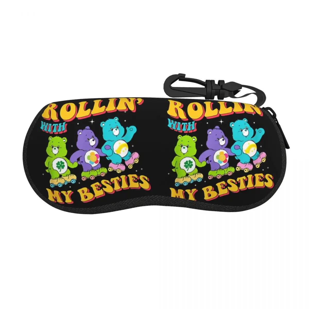 Care Bears Rollin' With My Besties Vintage Skating Trio Glasses Case Protective Glasses Storage Box Print Eye Contacts Case