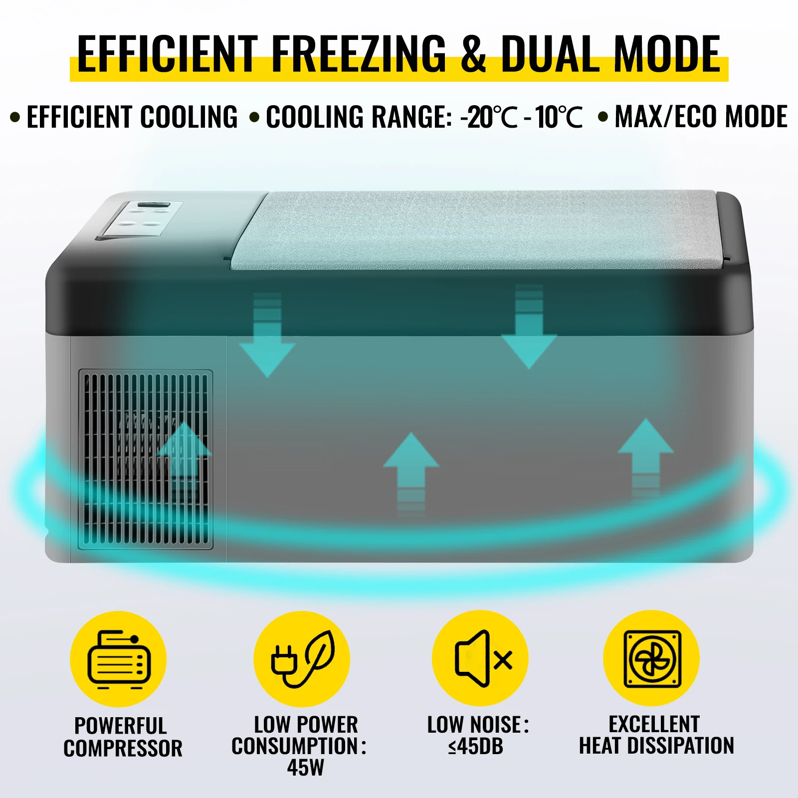 VEVOR 15L Small Fridge Portable Car Freezer 12V/24V Mini Refrigerator Compressor Cooler for Traveling Camping Outdoor Activities