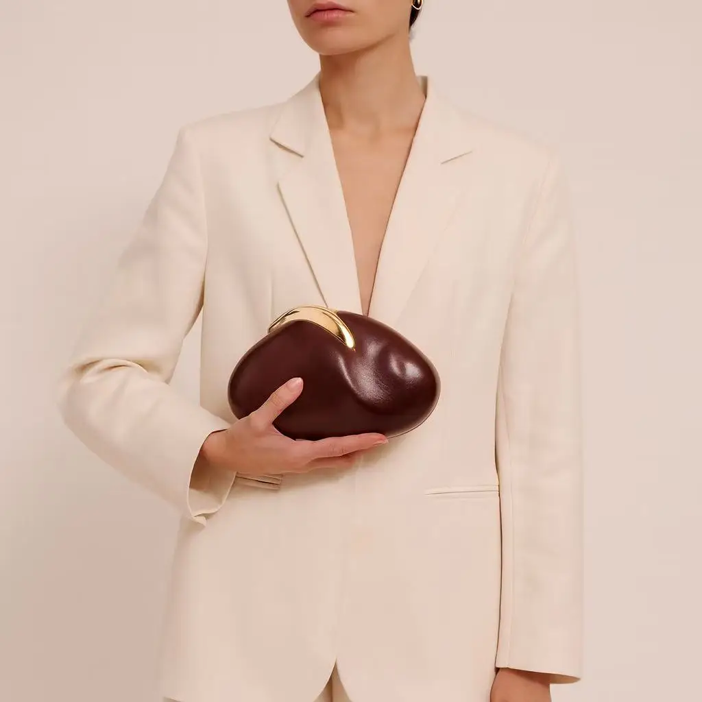 

Fashionable PU Evening Clutch Bag for Women Stylish Crossbody Shoulder Box Oval Design Summer Party Purse