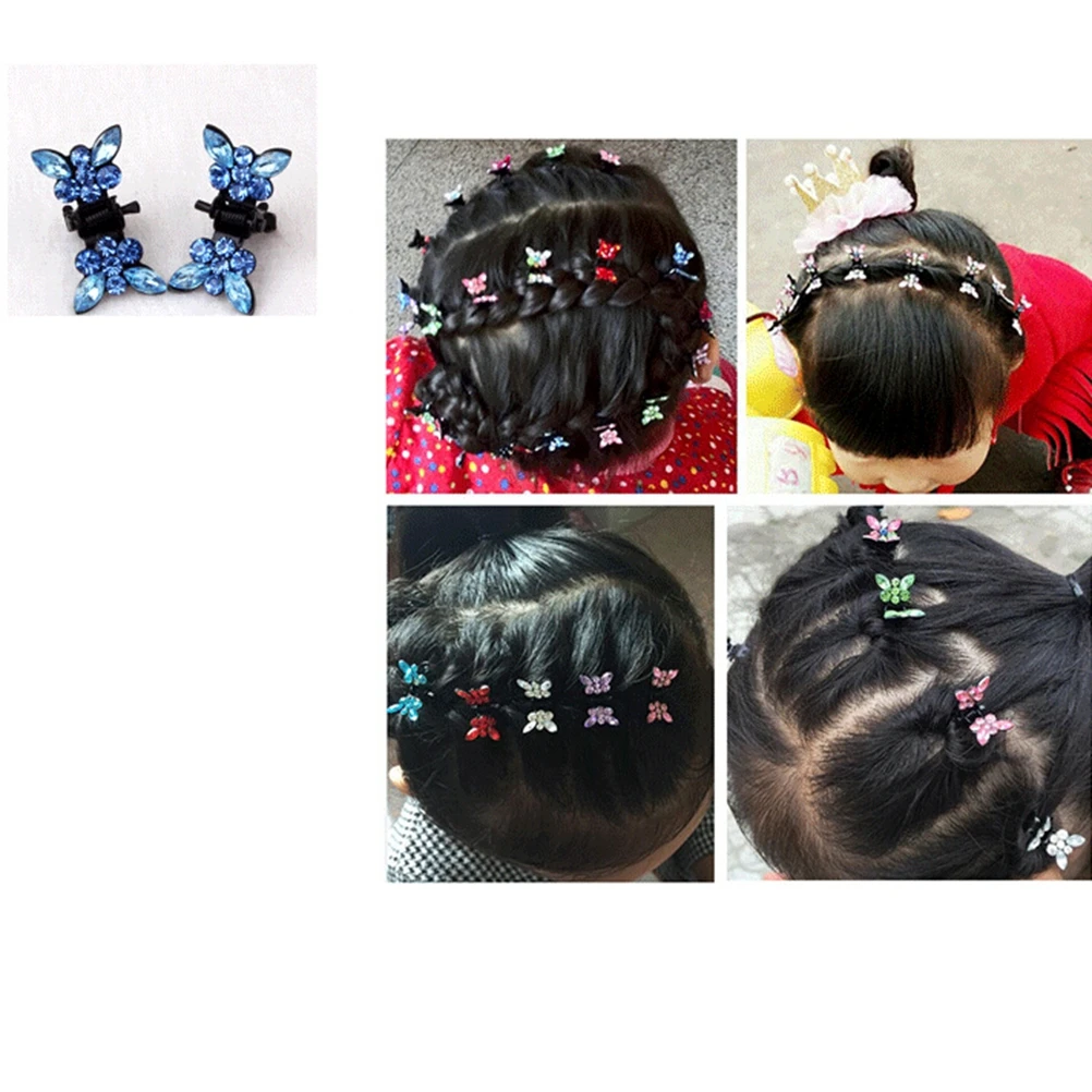 

20 Pcs Bow Hair Clips Crystal Rhinestone Girls Children Mini Claw Hair Accessories Toddler Baby Bangs Ponytail Hairstyles