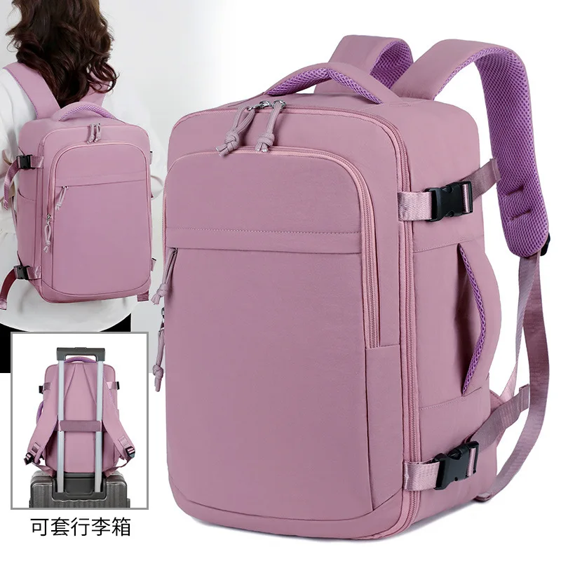 

New business commuter backpack double-shoulder ladies' travel bag can hang a trolley handle large capacity short-trip school