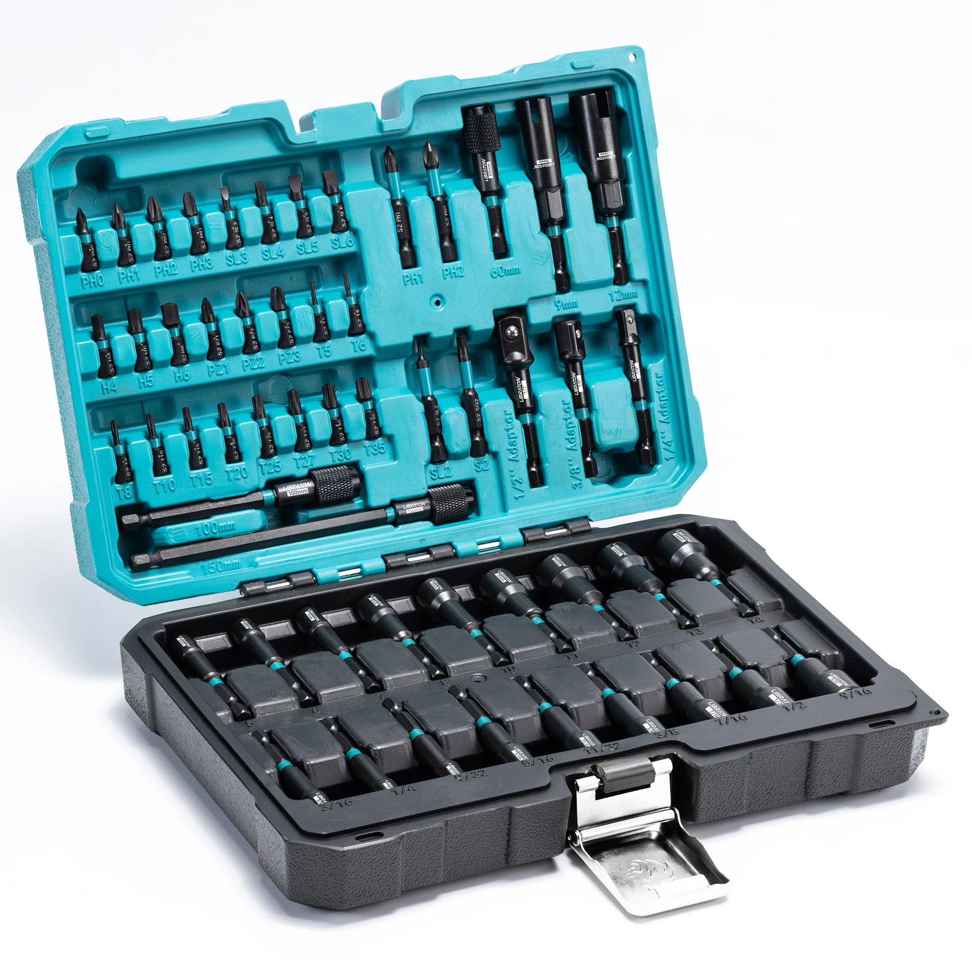 54PCS Magnetic Nut Driver Set, Impact Drill Driver Bit Set 1/4" Metric & SAE Nut Driver for Impact Drill, Socket Adapters, Screwdriver Bit, Quick-Release Extension, Storage Box