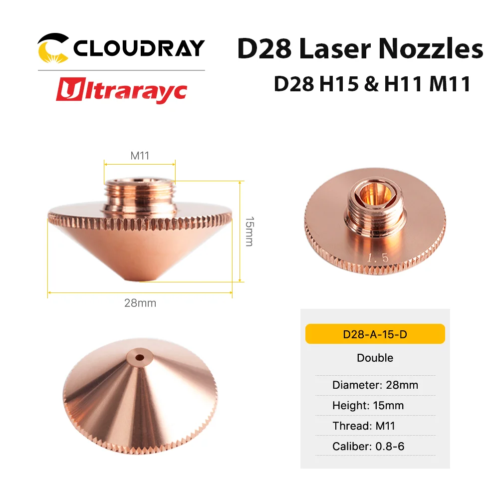 Ultrarayc Cutting Head Laser Nozzle Single Double Chrome-plated Layers D28 H15 H11 M11  for Precitec WSX Fiber Cutting Head