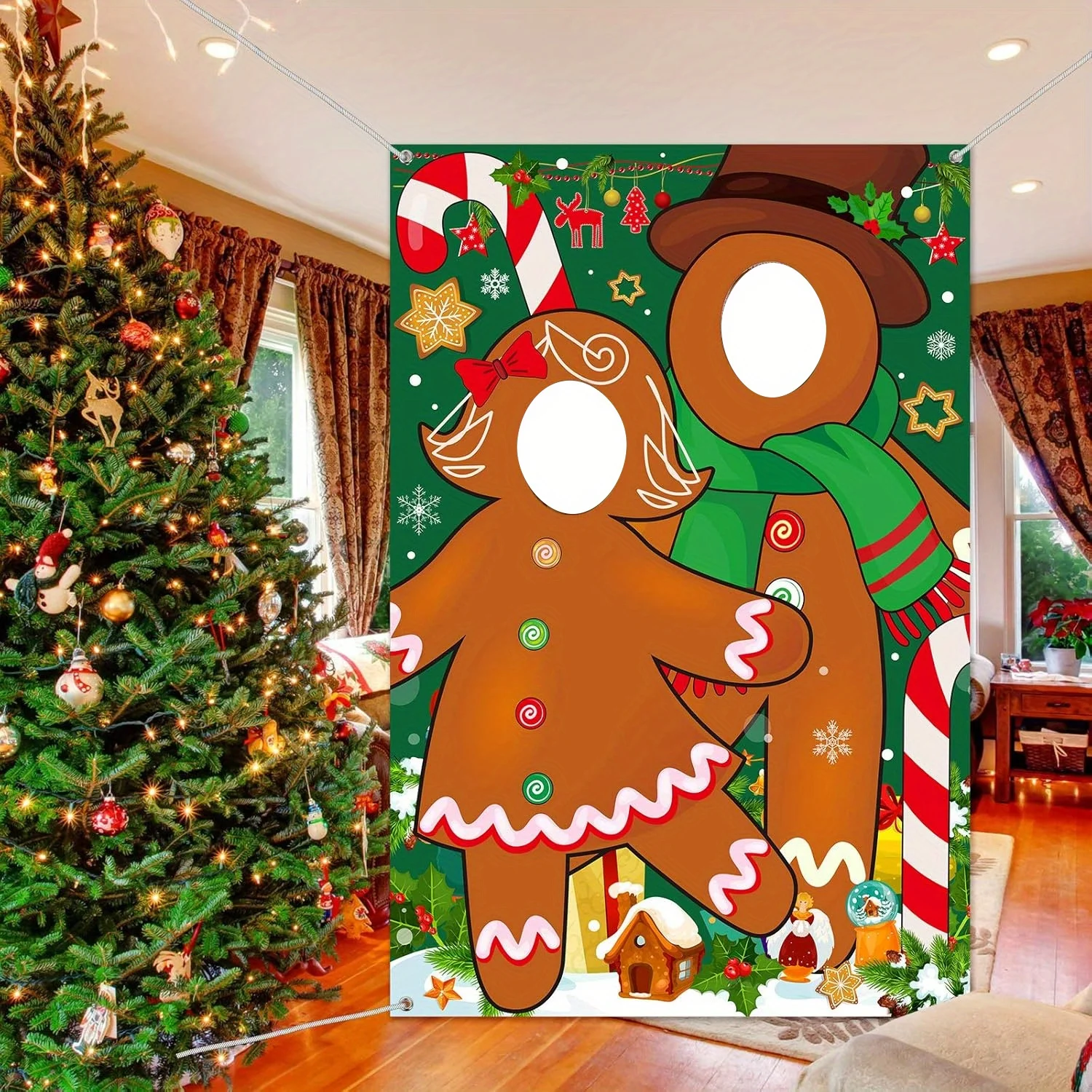 Lebkuchen Gesicht Weihnachten Party Dekoration Requisiten Foto Hintergrund Tuch