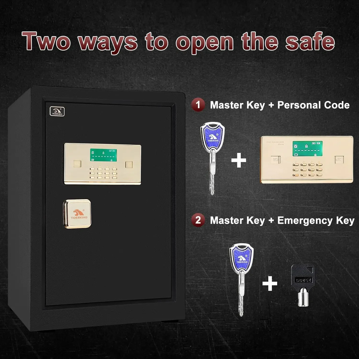 Safe Box,Home Safe,Large Security Box with Double Safety Key Lock and Password for Money and Document,3.7 Cubic Black