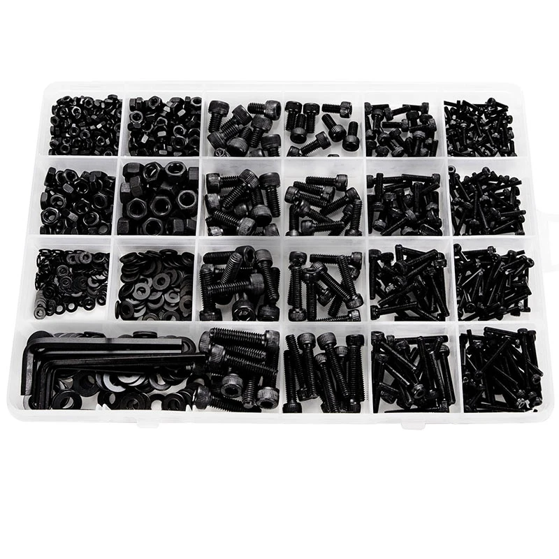 1060Pcs M2 M3 M4 M5 Hex Socket Screw Set Carbon Steel Flat Round Cap Head Screws Bolts and Nuts Assortment Kit