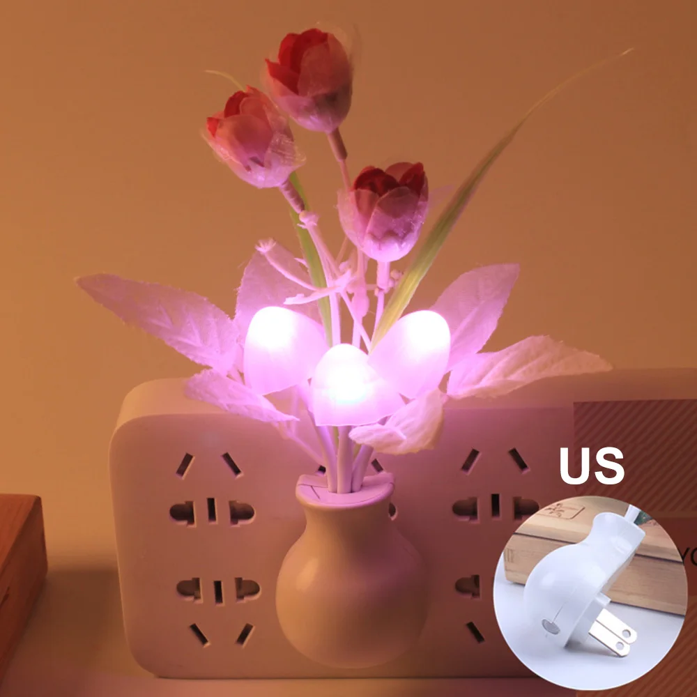 7 Color Night Light EU/US Plug Induction Mushroom Night Lights Luminous Wall Lamp 220V LED Mushroom Lamp Home Led Night Lights