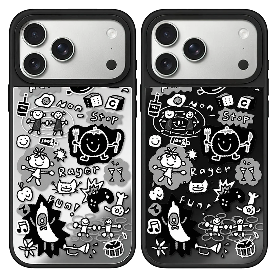 

Cartoon Graffiti Sticker Mirror Surface Magnetic Case: Compatible With IPhone 17 16 15 14 13 12 Pro Max 17 Air