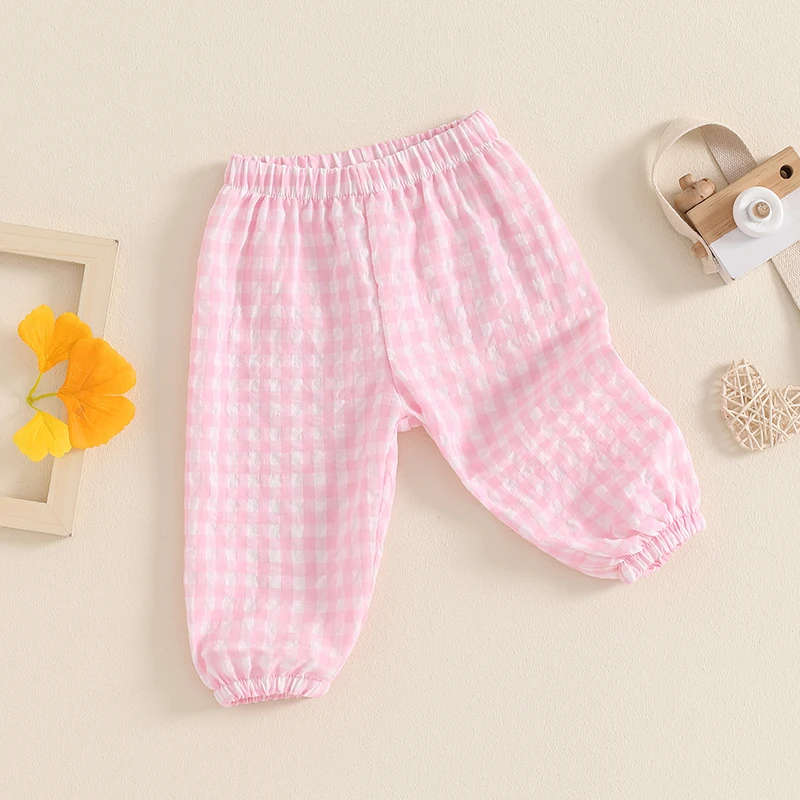 Unisex Baby Harem Trouser Twin Kid Toddler Girl Boy Plaid Bloomers Fall Gingham Long Pants 0-24M 2-3Y