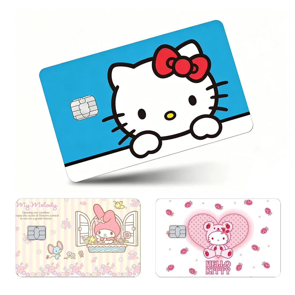 Hello Kitty My Melody Film Skin Stickers Toys Cartoon Saniro Matte Waterproof Decals For Small Chip Debit Credit Cards Bank Card