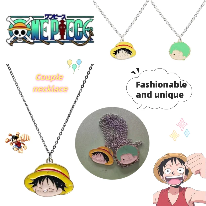 One Piece necklace luffy and Roronoa Zoro cute cartoon style Creative and good-looking personalized Couple student necklace gift