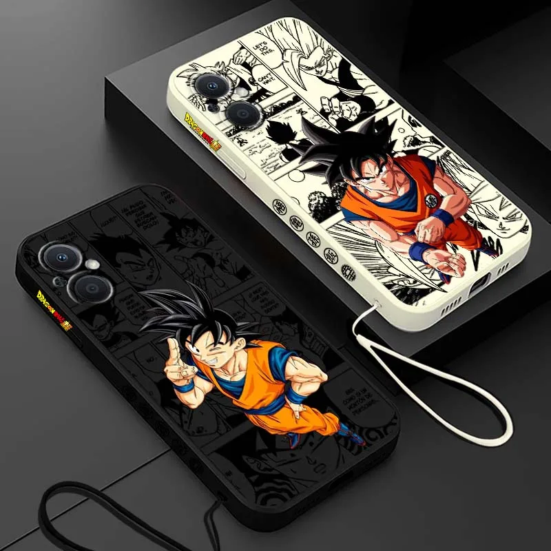 

D-Dragon Ball Cool Son Goku Cover For OPPO Reno 8 7 6 5 A96 A78 A74 A72 A58 A53 A40 A54s Lite 5G Liquid Left Rope Phone case
