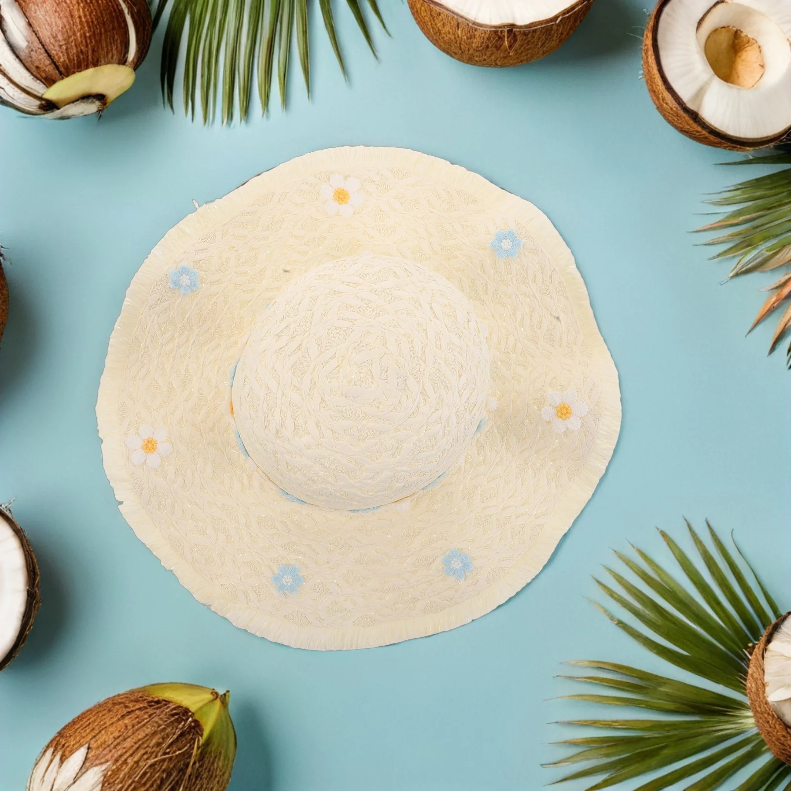 

Braided Straw Hat Beach Woven Large Brim Sun Outdoor Wide Bucket Ladies Hats to Weave Girls Oversize