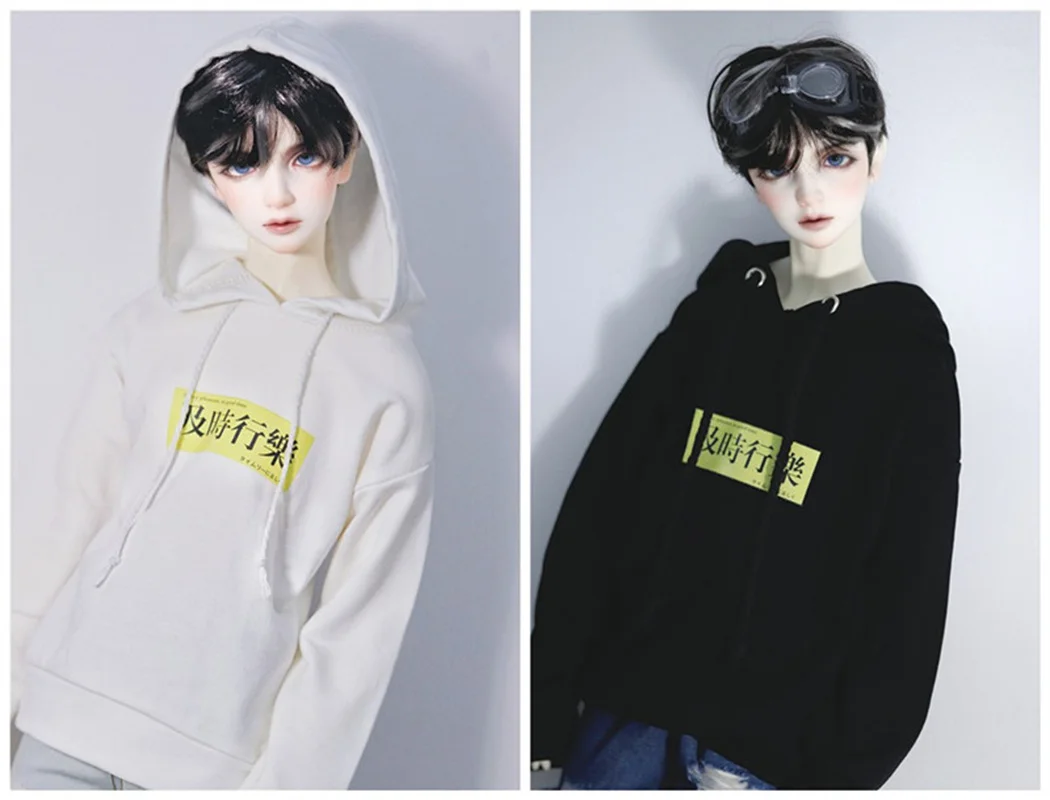 BJD doll clothes fit in 1/3 SD10 SD13 POPO68 ID72 75 size fashion new versatile letter hoodie male baby hoodie black white green