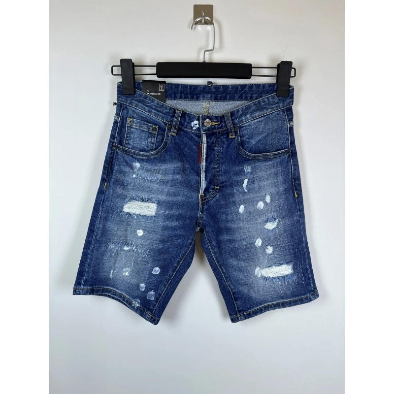 Style de rue italien nouvel été hommes bleu déchiré Denim Shorts mode mâle Denim jean Shorts droit décontracté jean taille 38