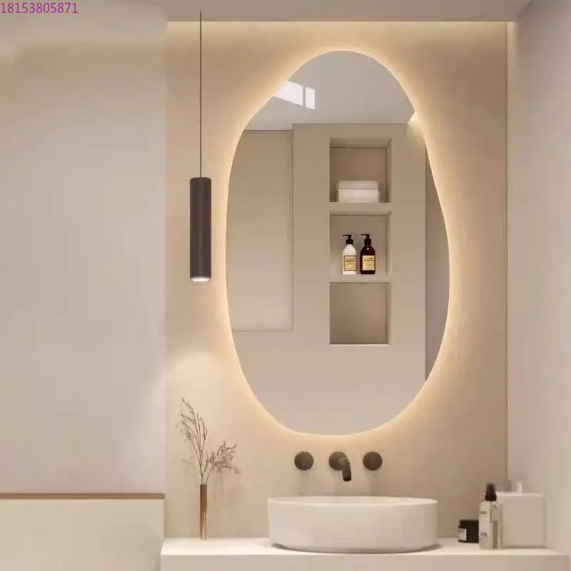 Special-shaped bathroom mirror with light bathroom smart bathroom mirror hanging on the wall irregular