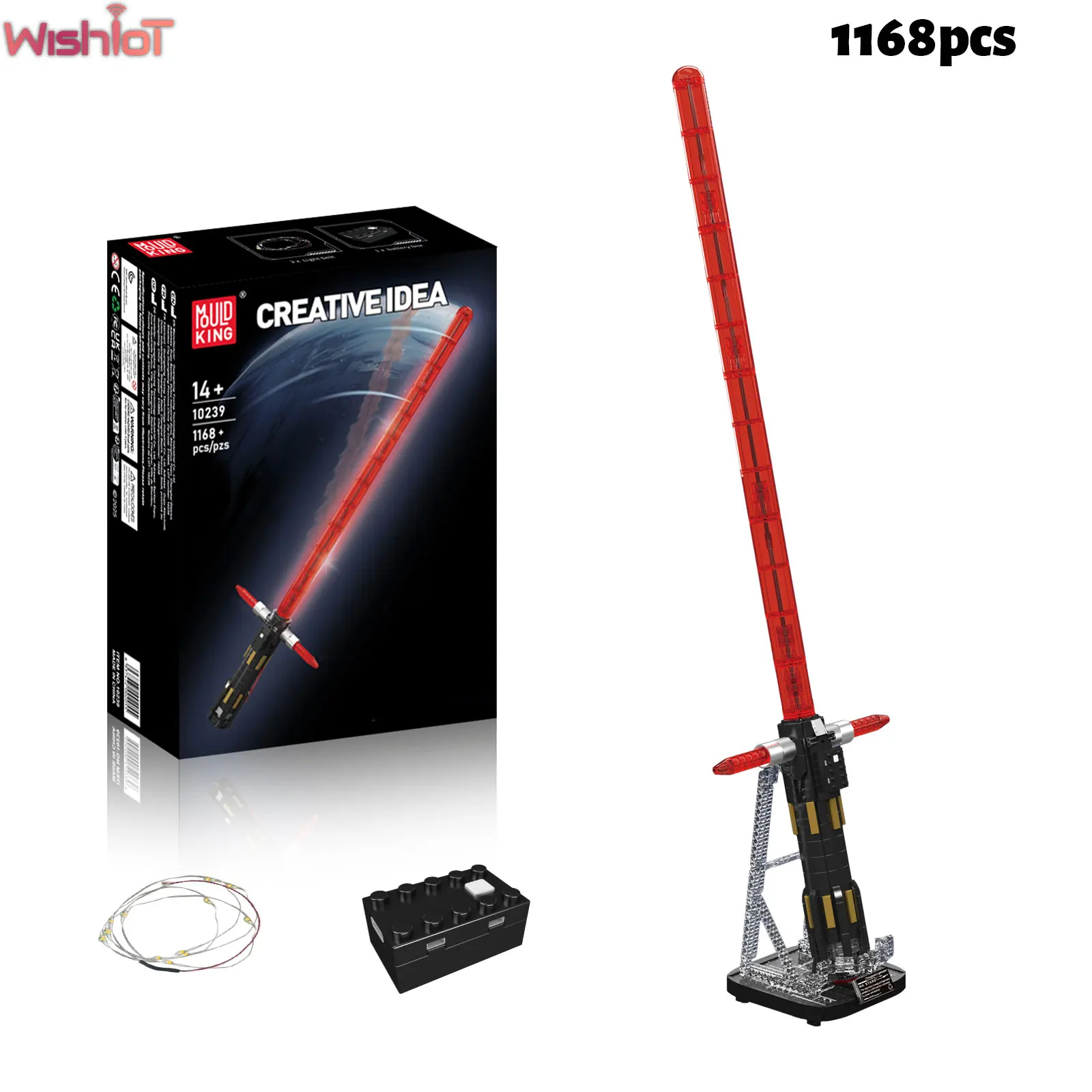 

Mould King 10239 Lightsaber Building Blocks Assembly Model with Light Belt Battery Box Stand Puzzle Toys Holiday Gifts 1168PCS